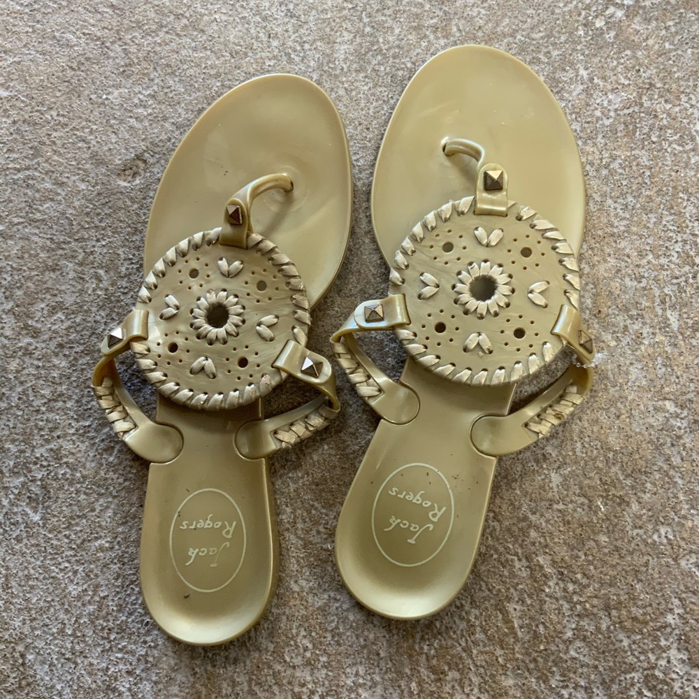 Jack Rogers Georgica jelly gold sandals size 7